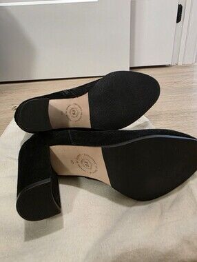 Poppy Barley Black Suede Block Heel Pumps